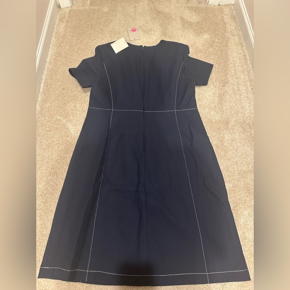 Boden Clara Textured Navy Dress Size 14 Long NWT - Picture 5 of 5